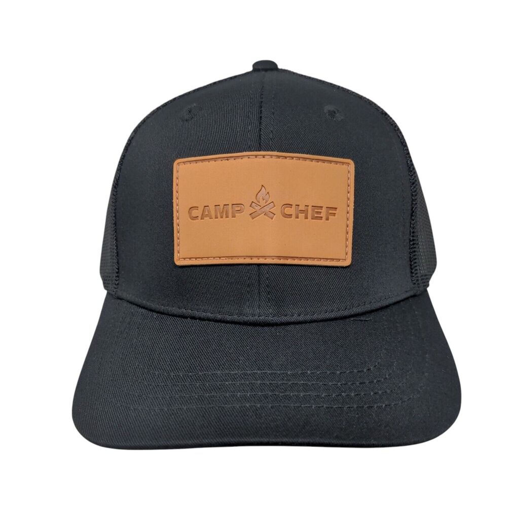 Camp Chef Snapback Trucker Hat Black OSFA Adjustable Mesh Back 6 Panel Cotton